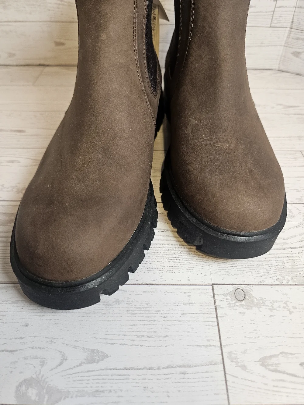 Zara Brown Leather Chelsea Boots Lug Sole Pull-On Ankle Boots Size 37 US 6.5 NWT